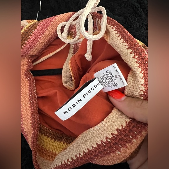 Robin Piccone Lyra Stripe Cap Sleeve Bikini Top Size Medium - Picture 6 of 8